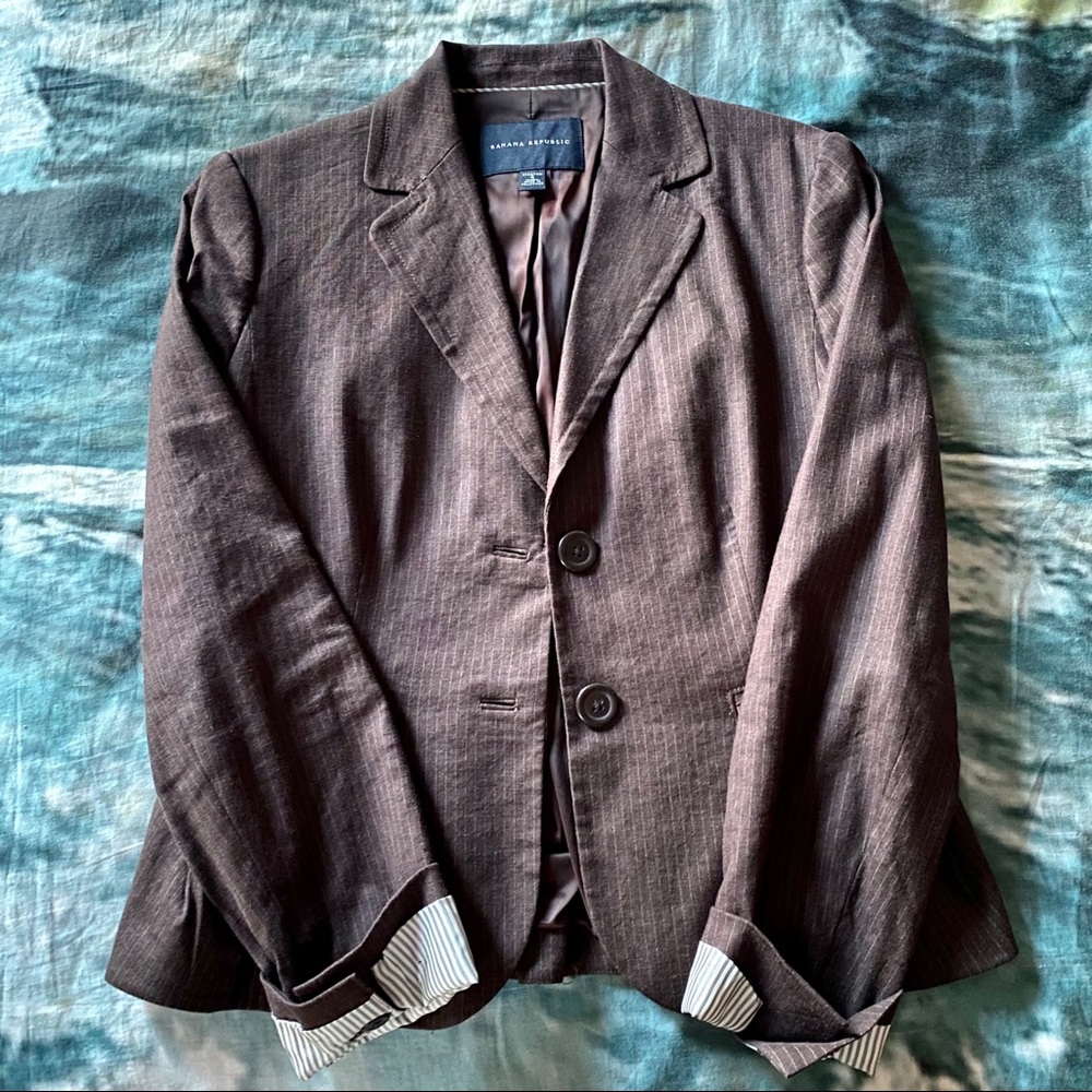 Banana Republic brown flax pinstripe blazer